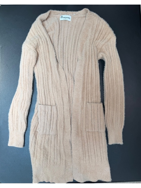 No Boundaries Sweaters - No Boundaries Women's XS Fuzzy Knit Ribbed Cardigan Beige Blush Open Front Swea
